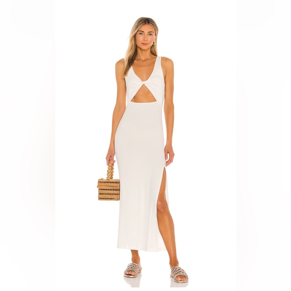 Nico pull on dress by L*Space, keyhole twisted front & open single right slit